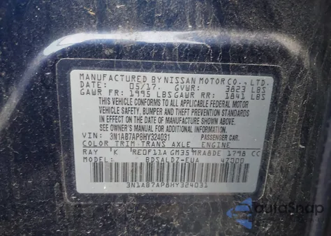 2017 Nissan Sentra Sv from USA, damaged, VIN 3N1AB7AP8HY324031